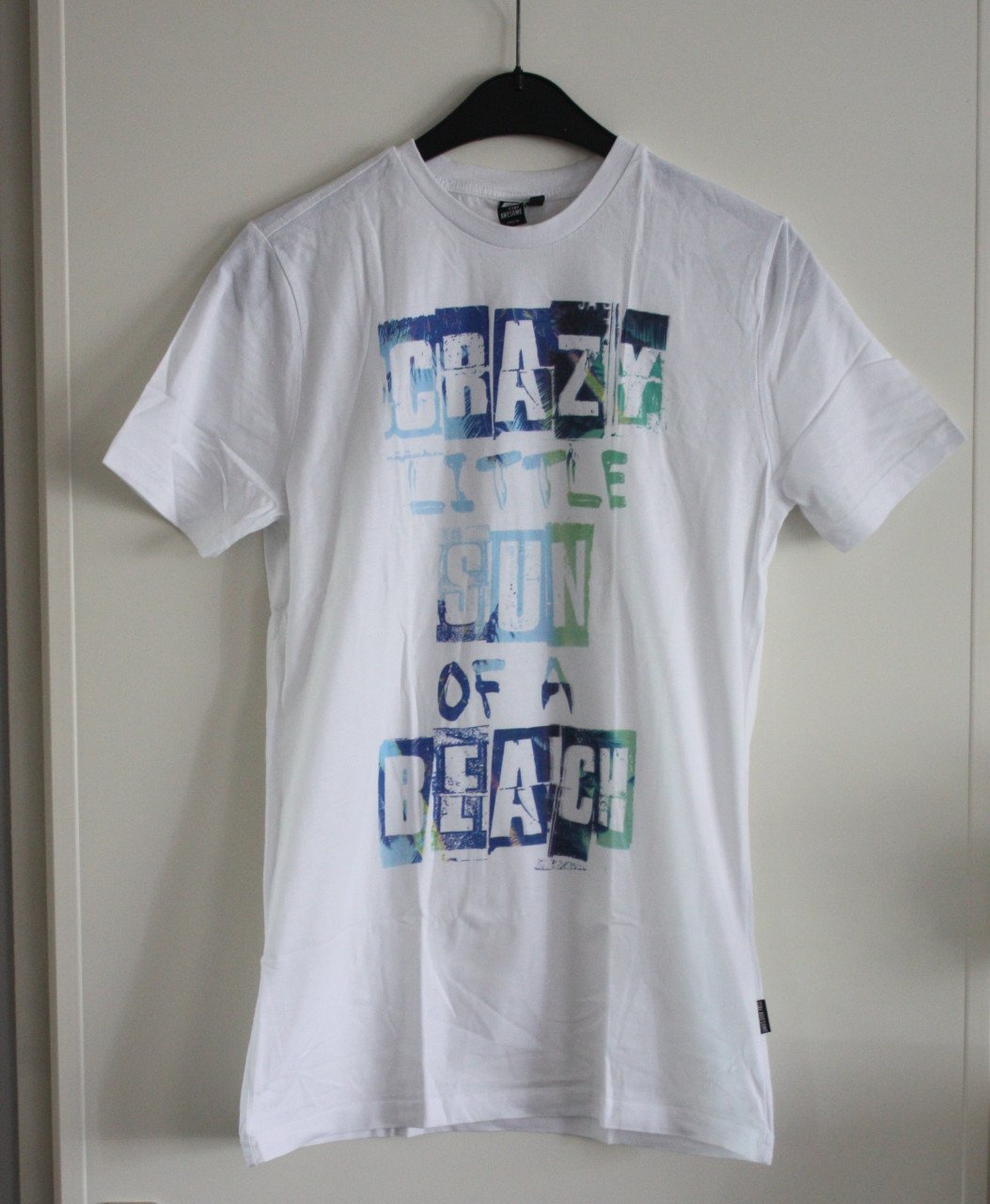 Wit tshirt met blauw odruk maat 170-176