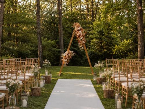 Bruiloft/feest backdrop met bloemstukken
