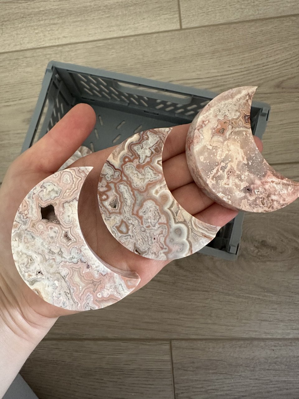 Kristallen - Hartjes en maantjes - Mexicaanse Crazy lace agaat