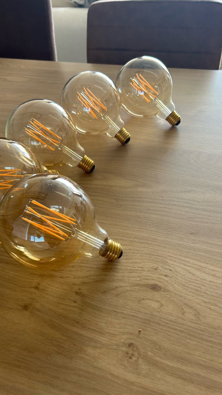 5x Calex Globe LED Lamp Warm Ø125 - E27 - 470 Lm - Goud Goud Finish