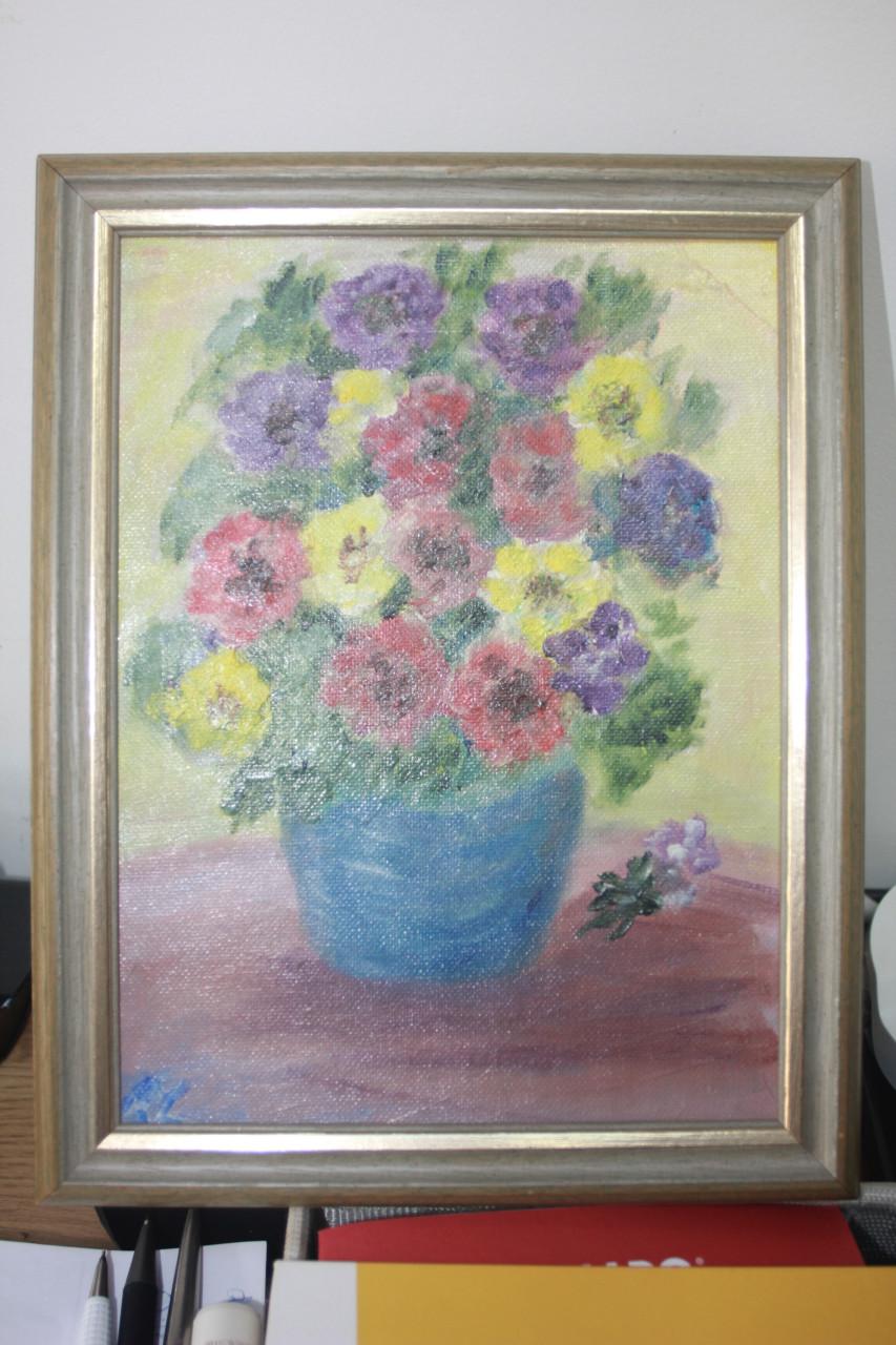 Schilderijtje..Bloemen..29/21 cm