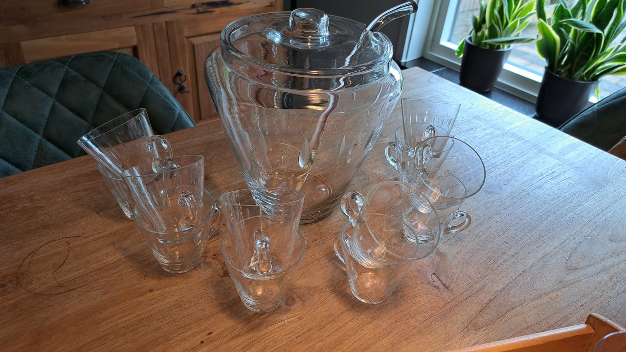 Bowlset glas antiek