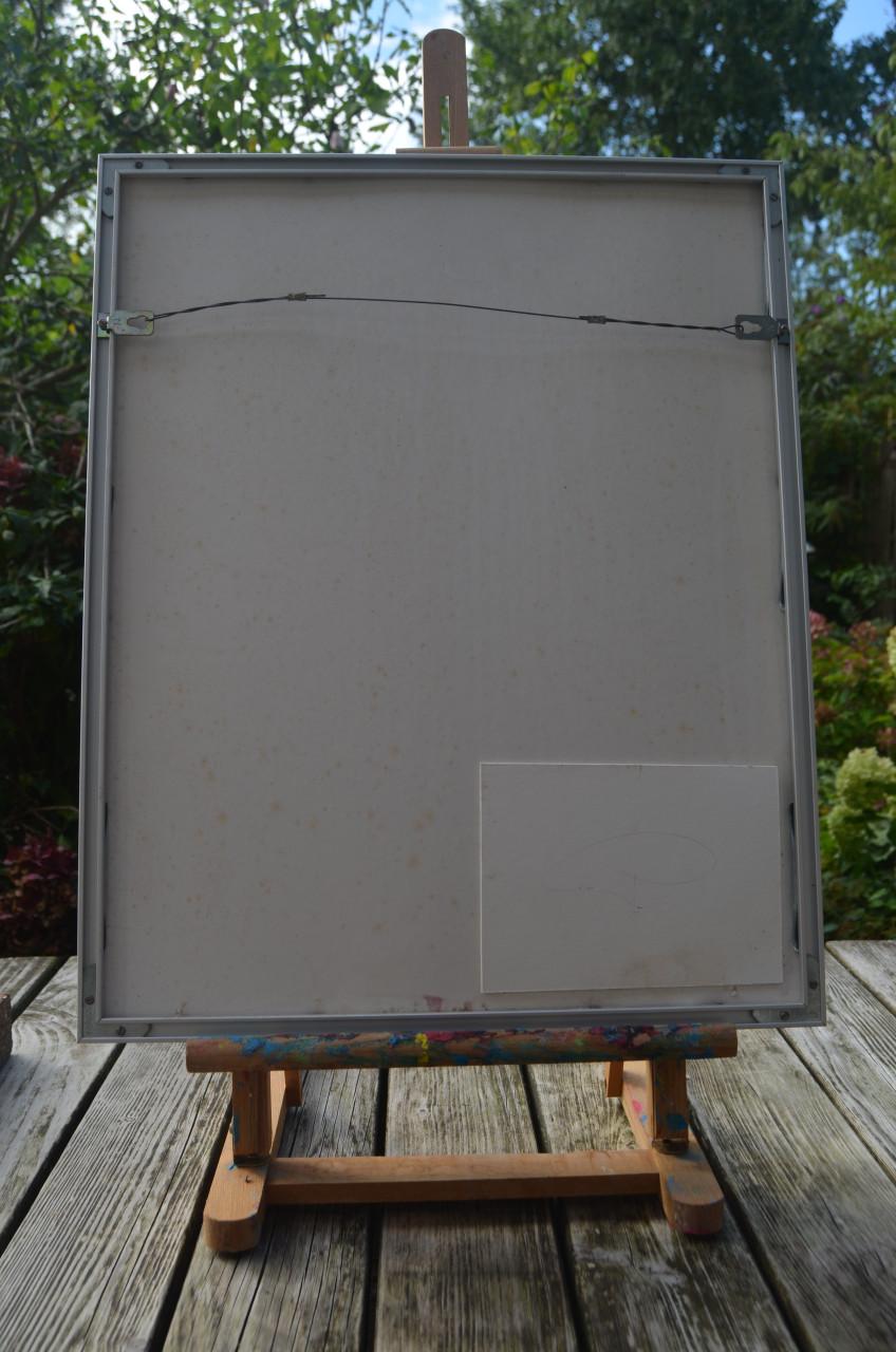 Figuren/schimmen in een weidelandschap gesign/gedat.