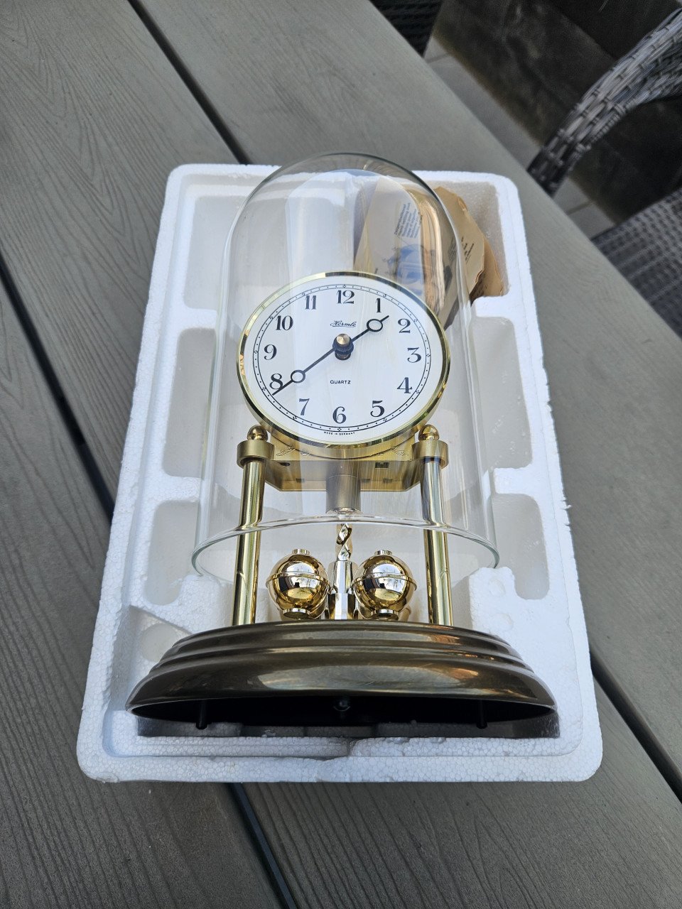 Prachtige originele duitse Franz Hermle Jaarpendule stolpklok met glas