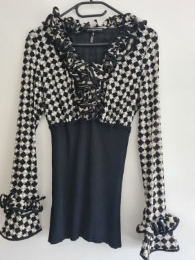 Nieuw! Pied de poule zwart-wit tuniek Luxe Collection Paris  Maat M