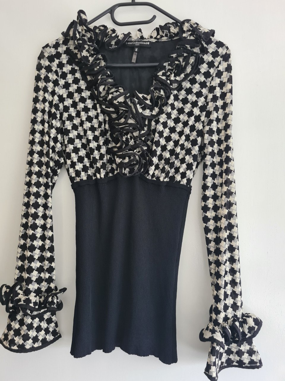 Nieuw! Pied de poule zwart-wit tuniek Luxe Collection Paris  Maat M