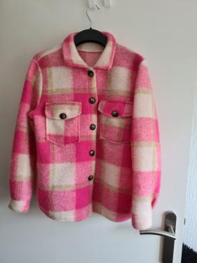 Fuchsia,  roze , ecru jas vestje  Maat L