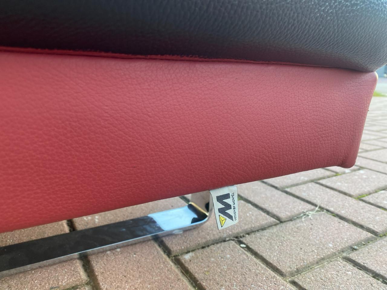 Montel Rood & Zwart Echt Leren Hoekbank–Luxe Comfort- Gratis Levering NL