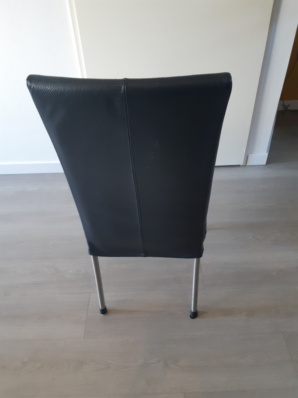 Eet stoelen 4 donker blauwe lederen eet stoelen
