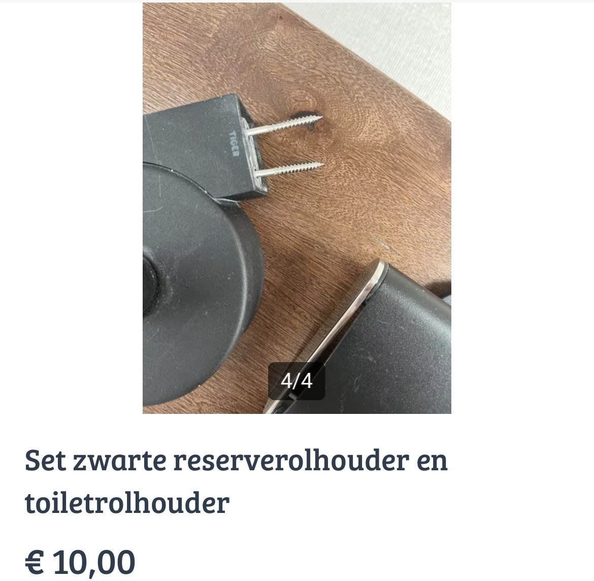 Set zwarte reserverolhouder en toiletrolhouder