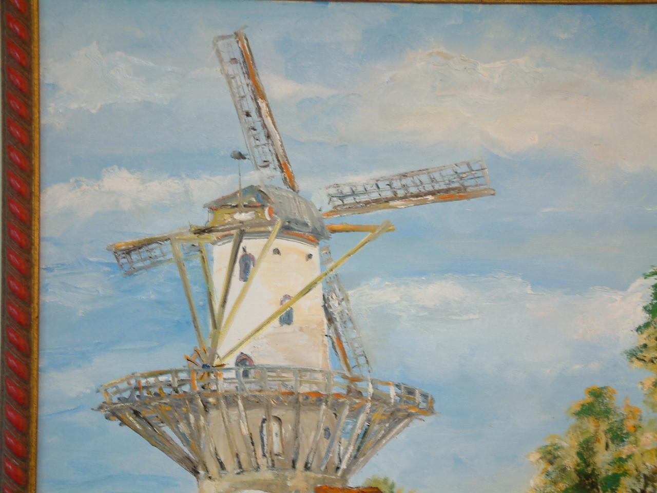 Abraham Caljouw  sr  Veere de molen nat in nat olie verf op doek