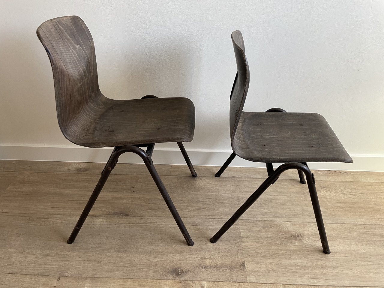 Vintage pagholz schoolstoelen set van 2 (thur op seat)