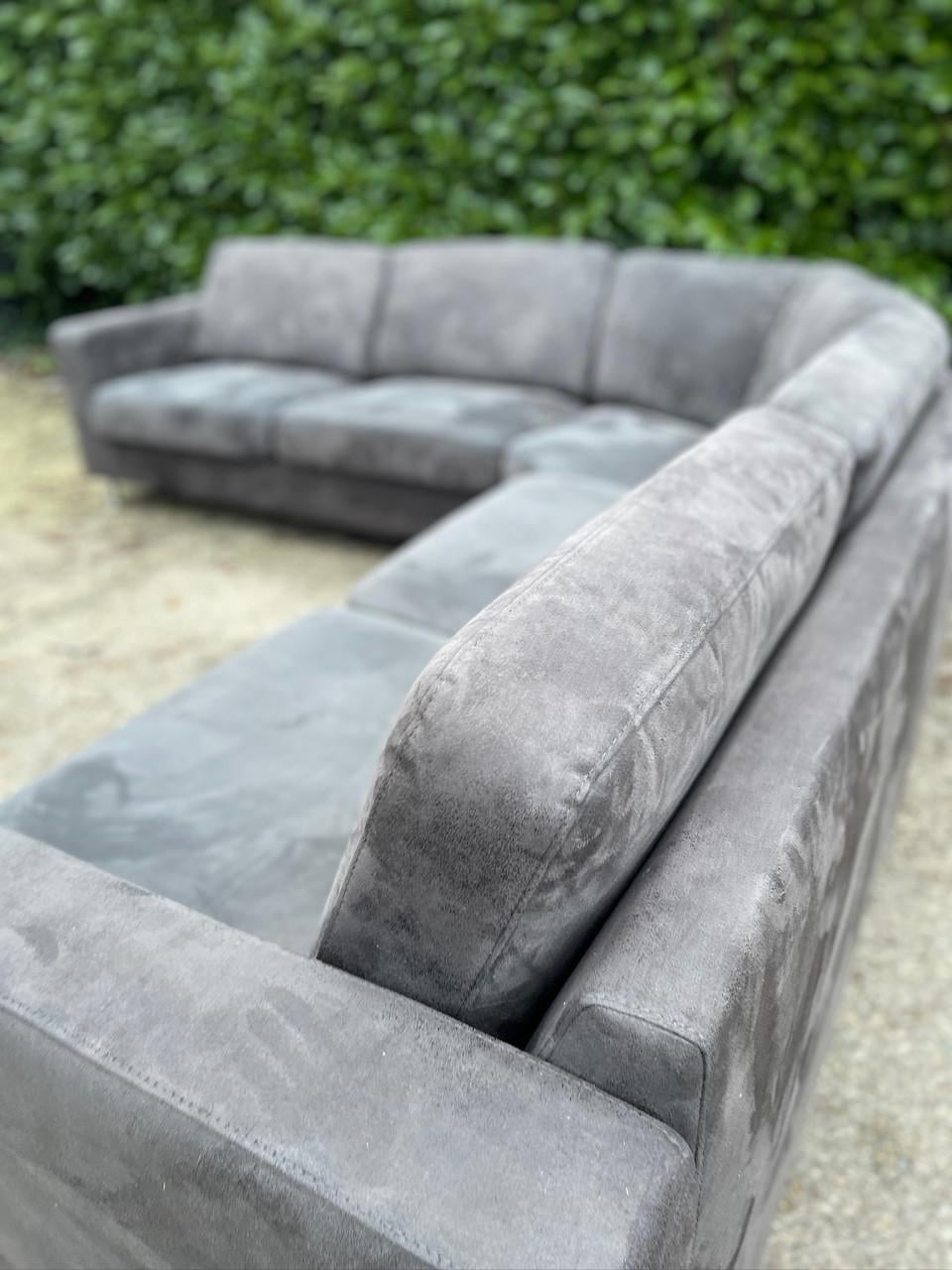 Grote Antraciet Hoekbank-Ruime Lounge Zit-Gratis Levering