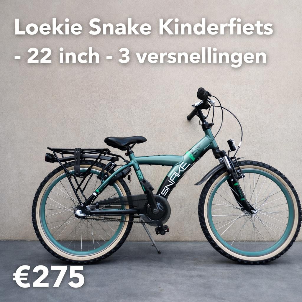 Loekie Snake Kinderfiets – 22 inch – 3 Versnellingen 🚲✨