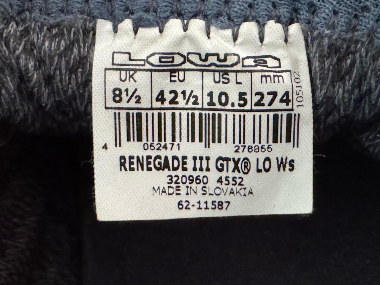 Dames wandelschoen, Lowa Renegade III GTX Lo Ws, maat 42,5