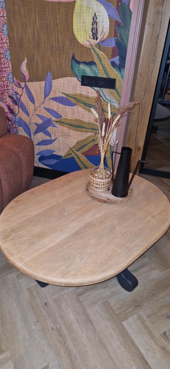 Massief eiken ovale salontafel