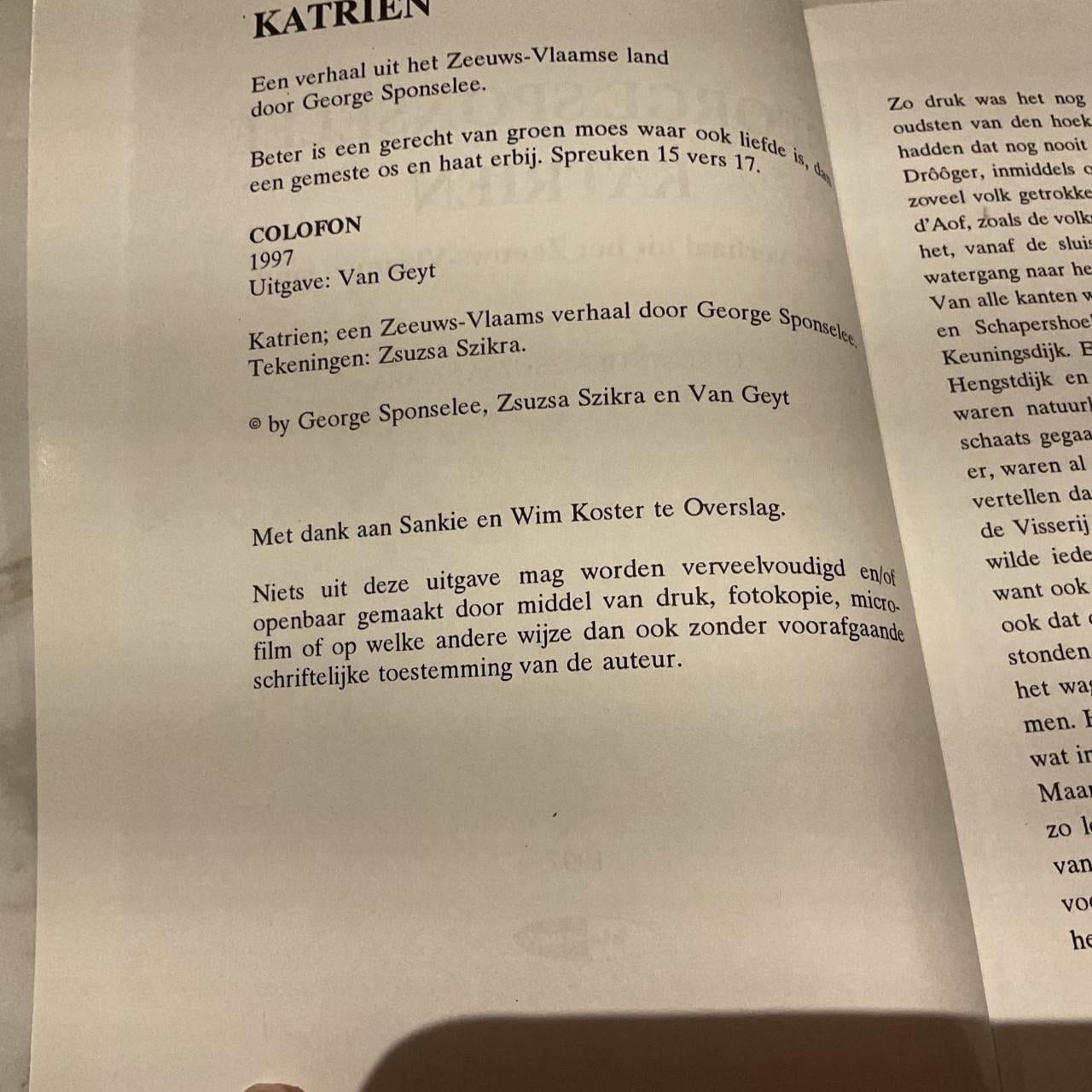 KATRIEN  zeeuws boek  van George Sponselee