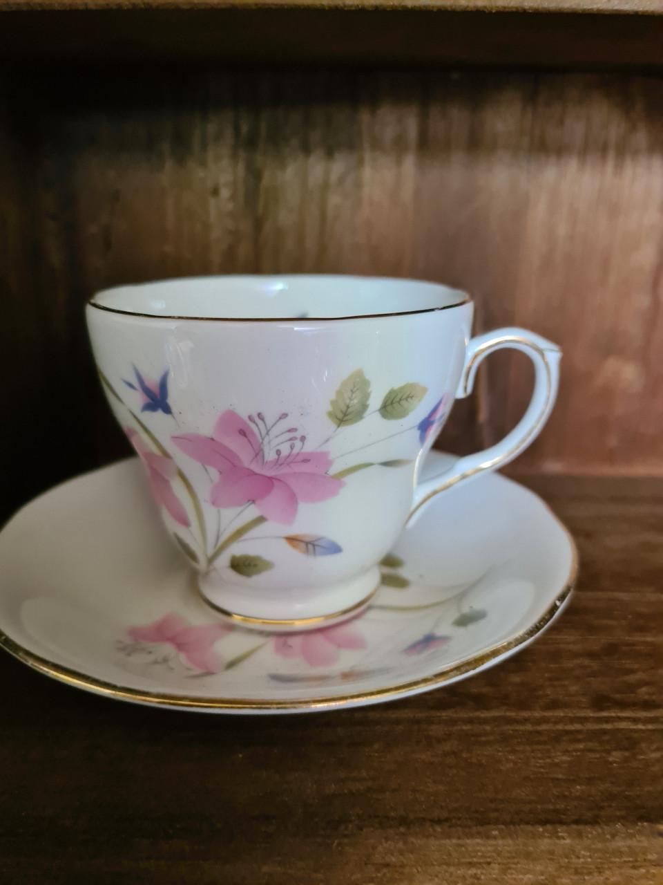 Duchess vintage handbeschilderd porseleinen kop en schotel