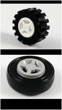 Lego: verschillende soorten wielen  en ophangstenen voor wielen