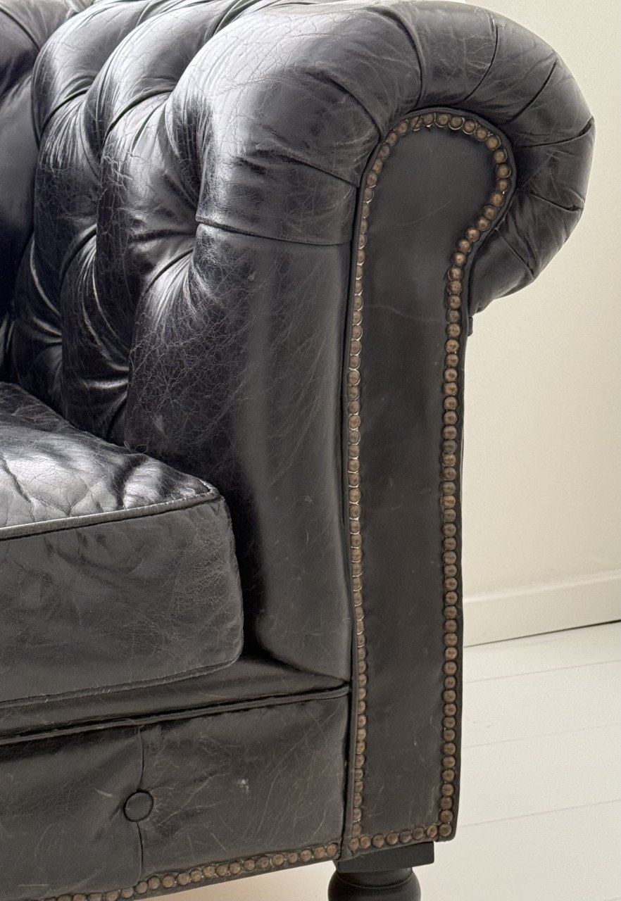 Lifestyle 3 zits leren bank, Chesterfield look
