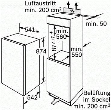 Bosch / Construcra  inbouw koelkast 88x56 cm. Energieklasse A+