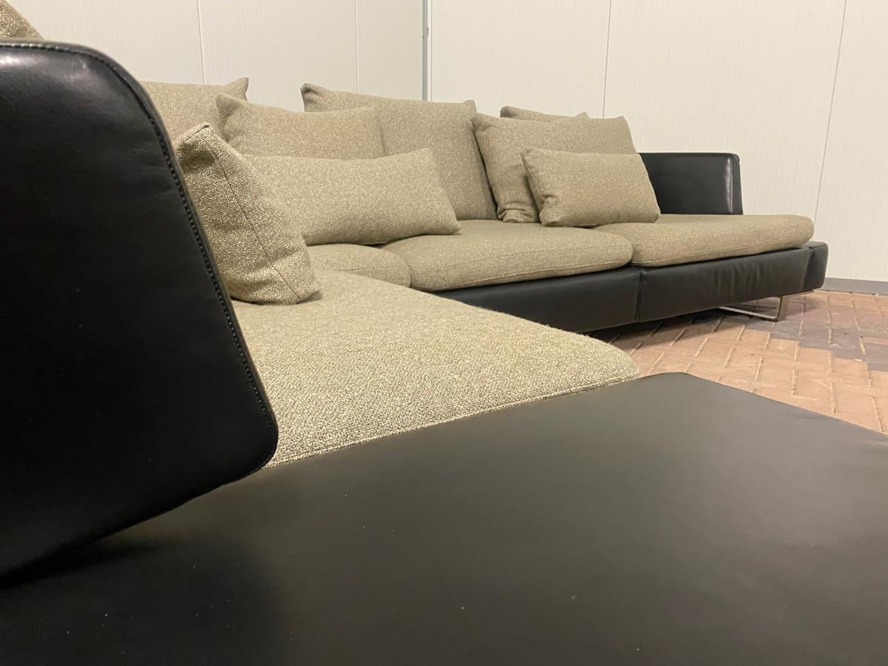 Natuzzi Opus modulaire leren hoekbank 305 cm met 10 kussens | Zwart | ZGAN