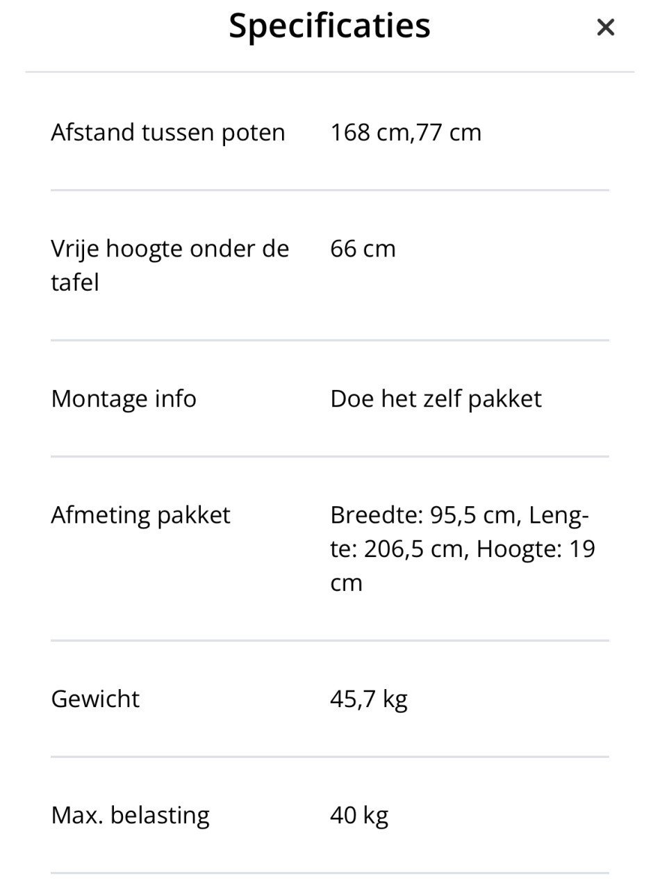 Eettafel SKOVLUNDE 90x200 naturel eiken/zwart