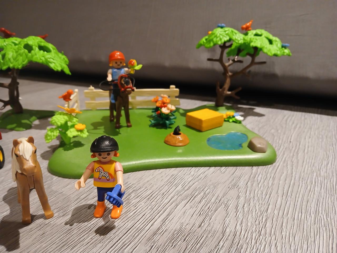 4 x playmobil: ponyweide paardenkoets verzorgpony 9 paarden!