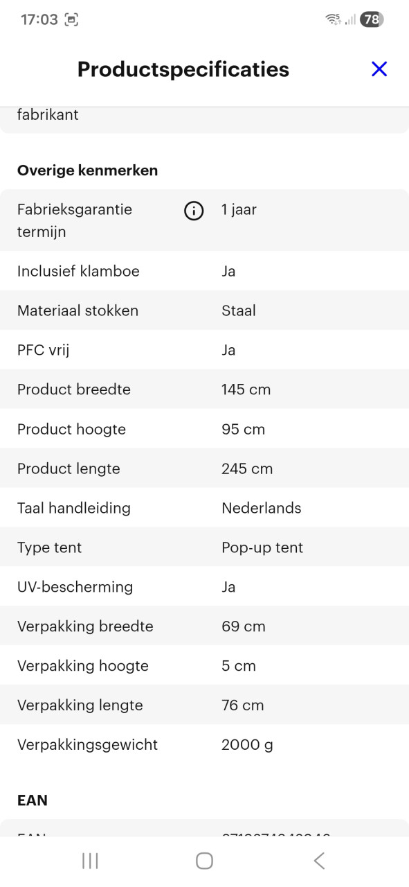 Pop up tentje
