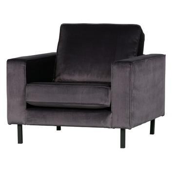 Bank (3-zits) en fauteuil fluweel zwart