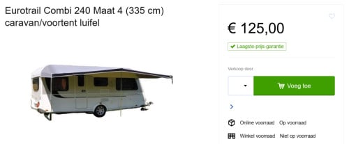 Luifel voor caravan maat 4 breed 3,35