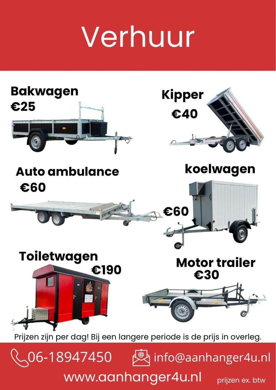 Aanhanger huren?  Ruime haal en breng tijden