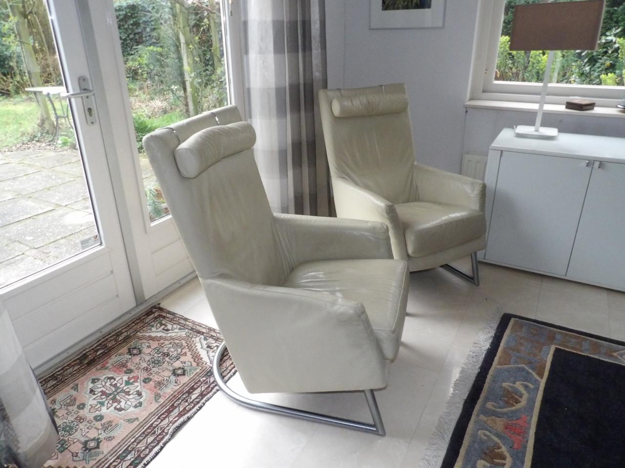 2 Lederen design stoelen