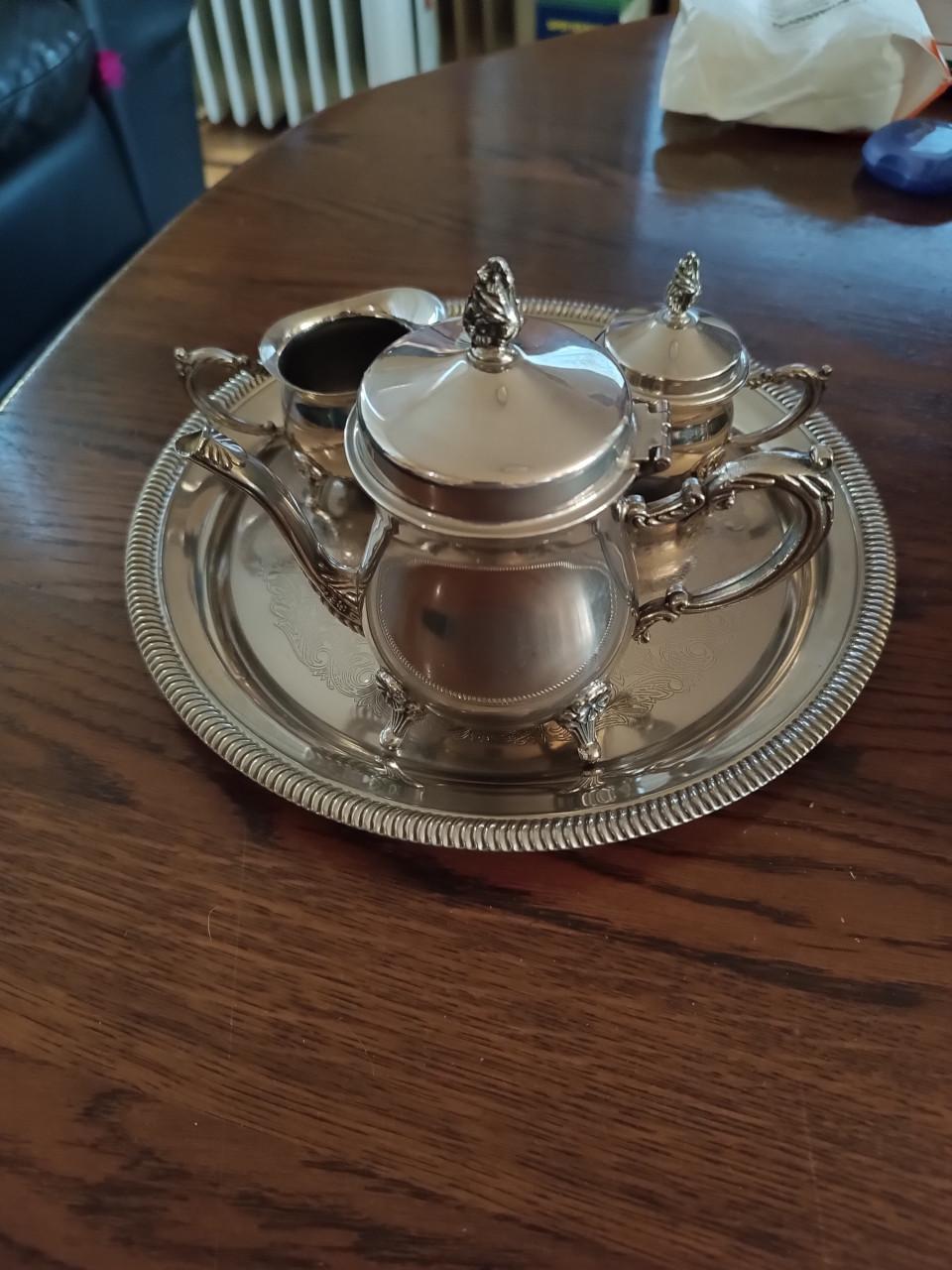 Vintage Verzilverde Theeset - 4-delig met Dienblad