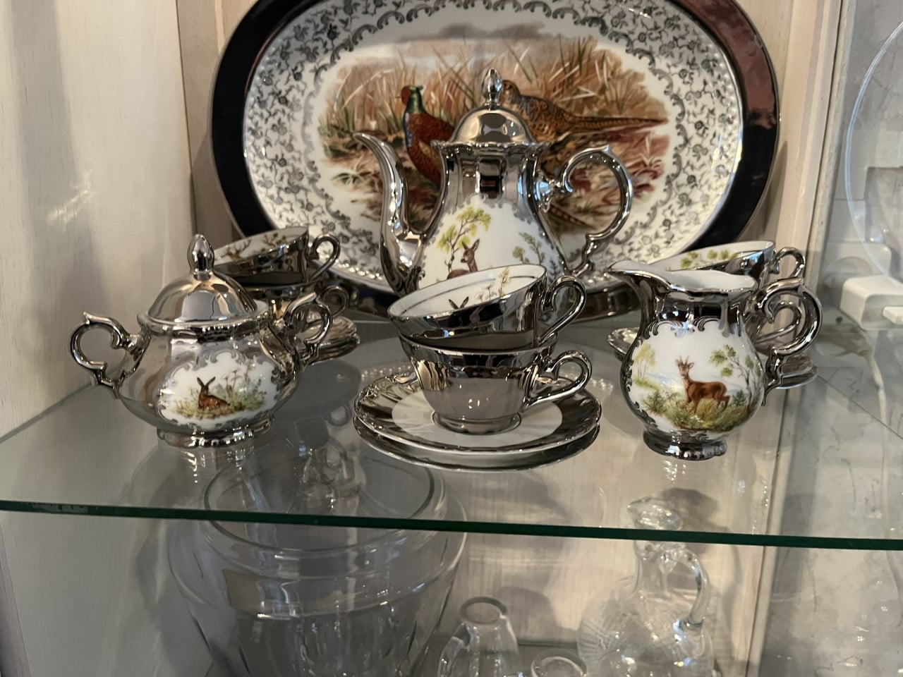 Theeservies met dienblad, porselein