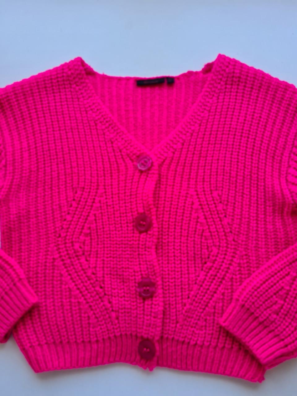 Fuchsia roze gebreid vest van Persival Maat 122-128