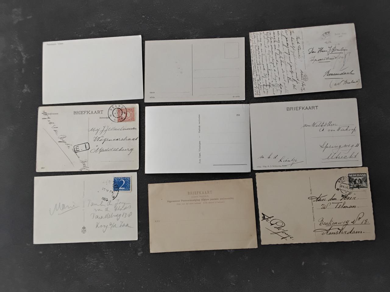9 Ansichtkaarten Veere div 1910 - 1950