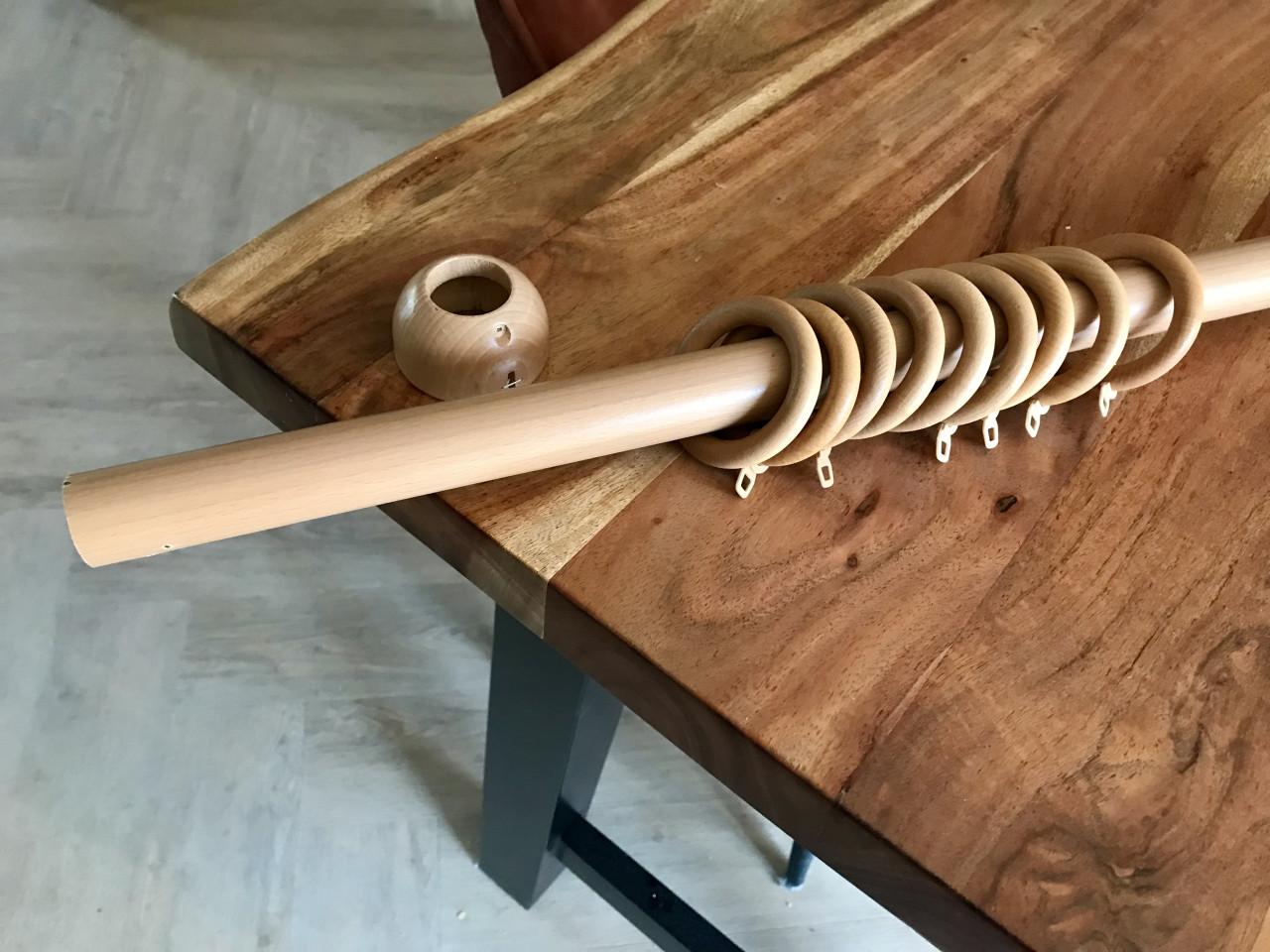 Gordijnroede voor ringen beukenhoutt 122 cm