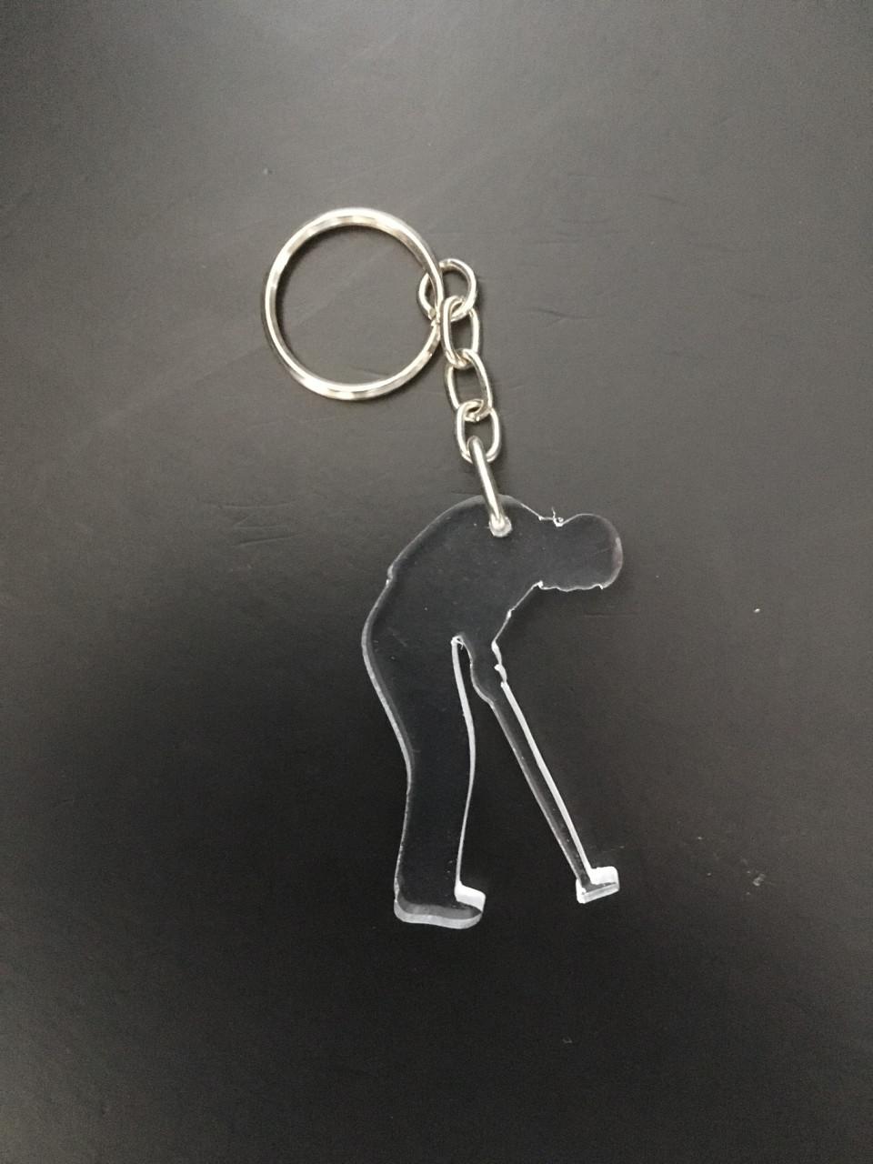 Sleutelhanger van plexiglas Golfspeler (heer)