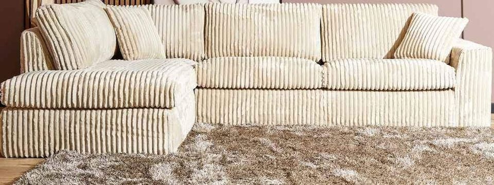 SCHITTERENDE HOEK/LOUNGEBANK IN IJZERSTERKE STOF ALPHINE BROWN SHOWMODEL