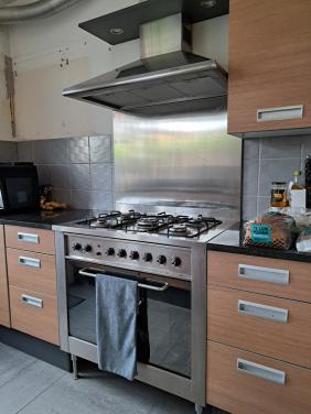 RVS gasfornuis met achterwand en afzuigkap