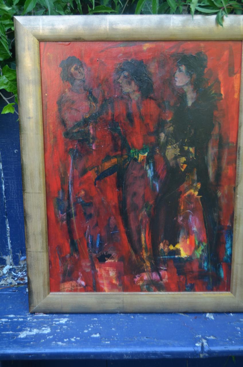 Fraai schilderij Frans J. Joosen (Tilburg 1932 - Oosterhout 2021) 'Rood'