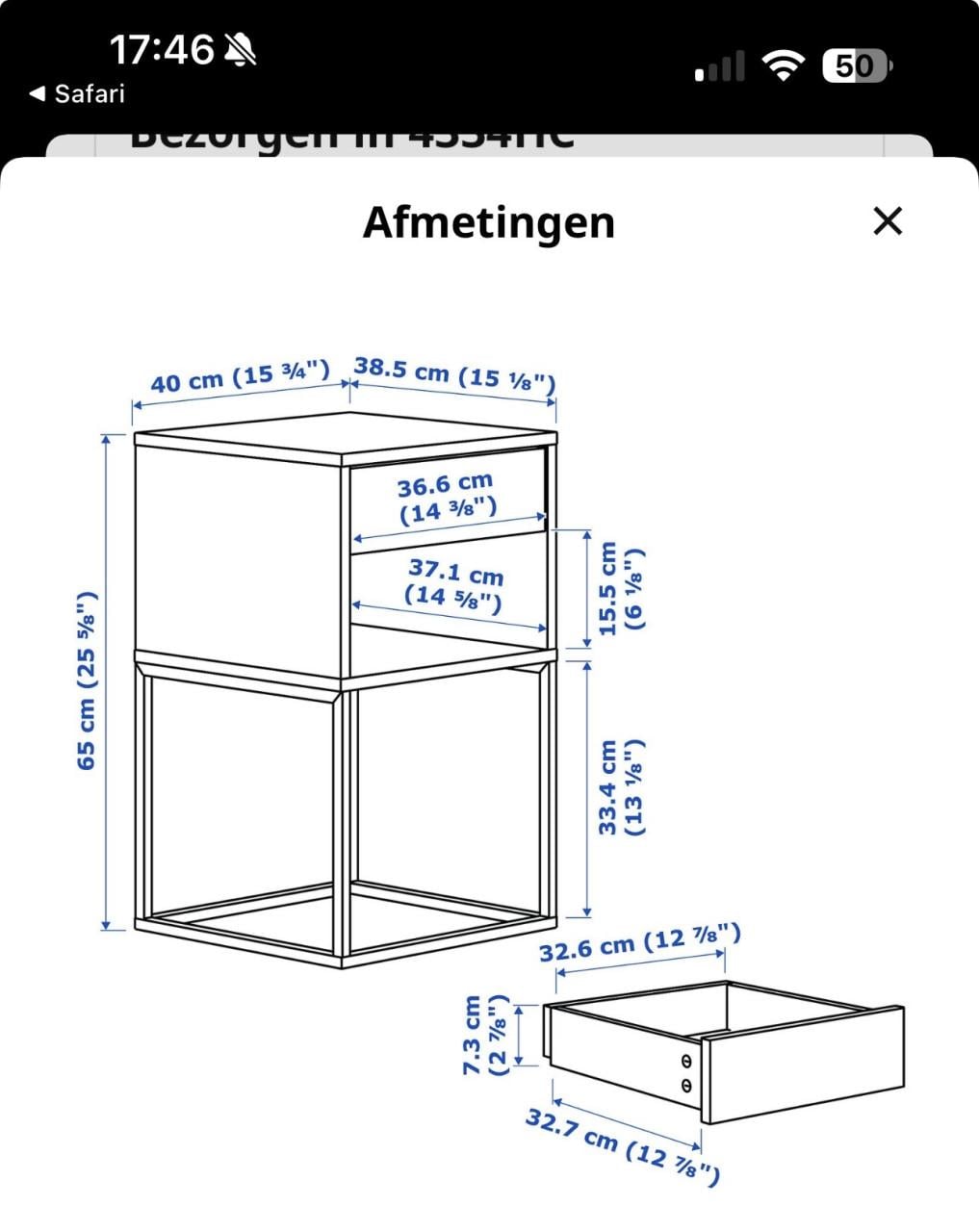 Ikea nachtkastje Vikhammer wit