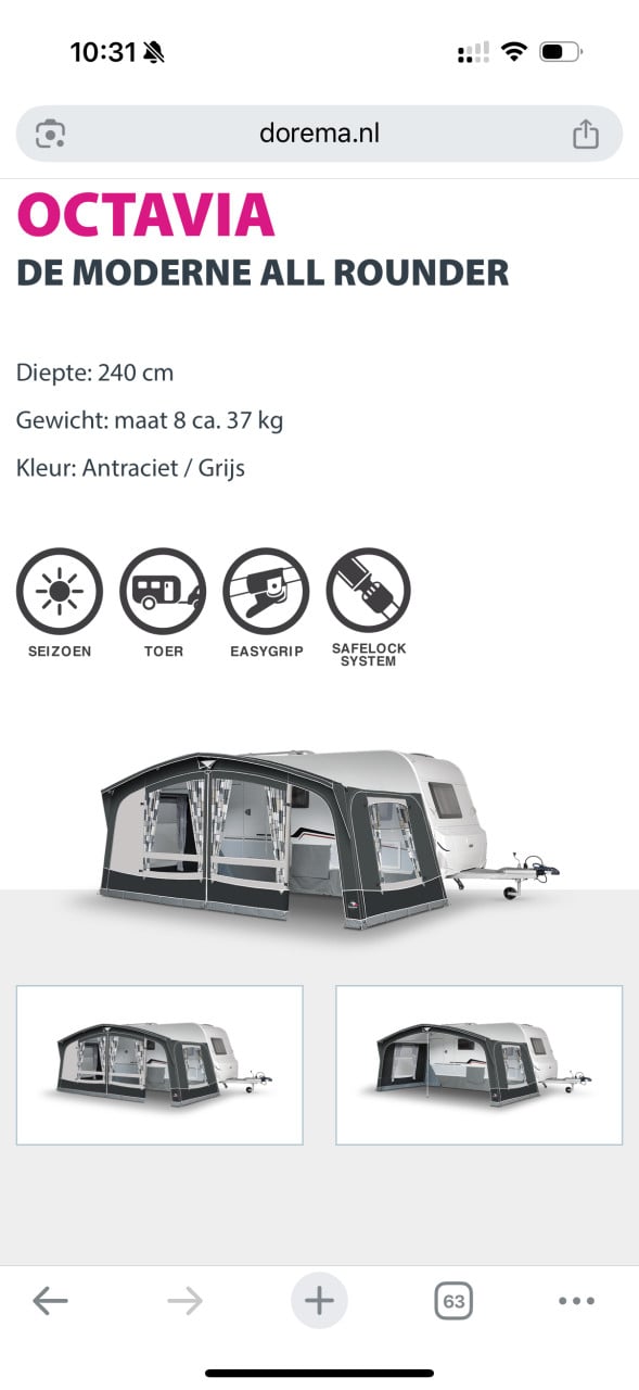 Complete Dorema Octavia voortent maat 9