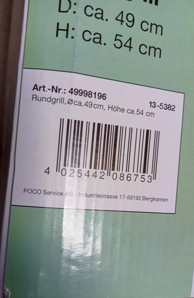 Kleine houtskool barbeque, nieuw in doos. ø 49, 1,7 kg.