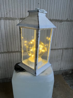 Kerst Winter Lantaarn interne verlichting licht snaren 30cm hoog whitewash