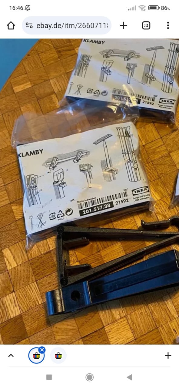 Ikea Klamby Wandbezem-gereedschapshouder, bezemhouder, ook voor ski's 8=€4