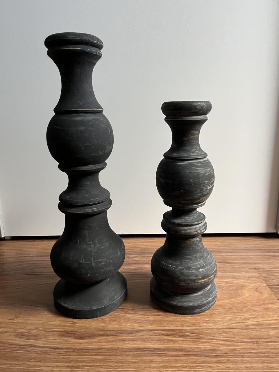 Houten kandelaars (set van 2)