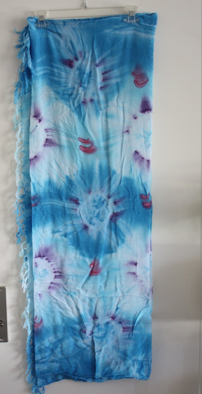 Blauw tinten mer rode roze detals sjaal
