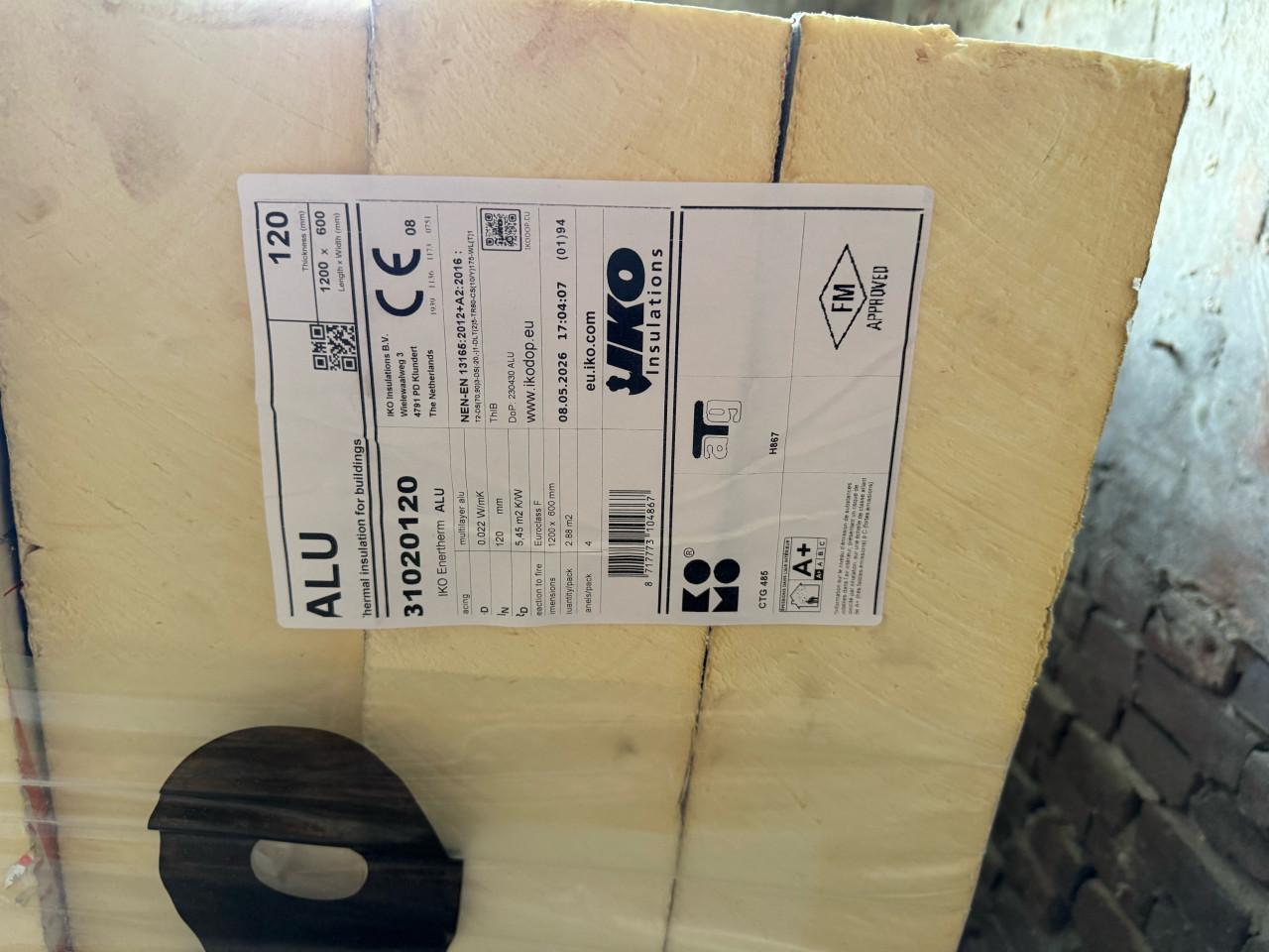 16x IKO Enertherm alu Isolatieplaten 120mm 1200x600mm
